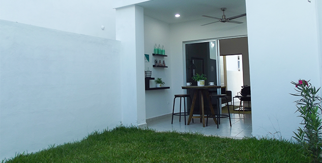 Blue & white Ceramic tile flooring